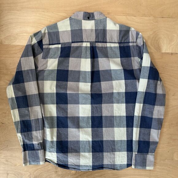 Lisboa Shirt Medium Blue Check Long Sleeve Button Up Oxford Made in Portugal - Picture 9 of 10